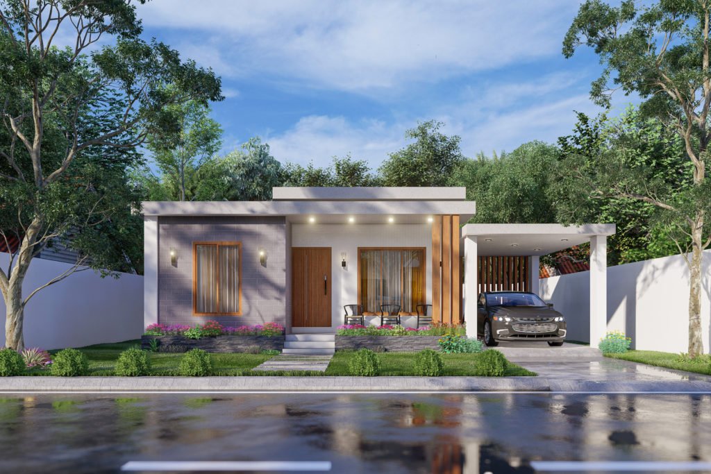 Biệt thự 1 tầng 2 phòng ngủ hiện đại