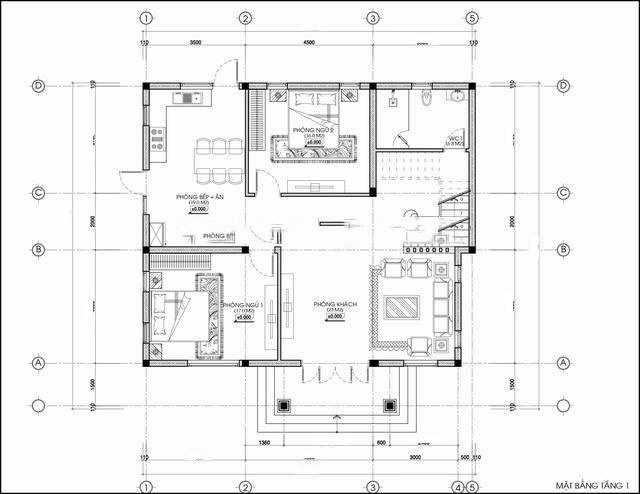 Sơ đồ tầng 1 biệt thự