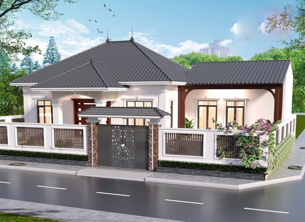 Không gian sân vườn mẫu nhà mái thái kiểu nhật