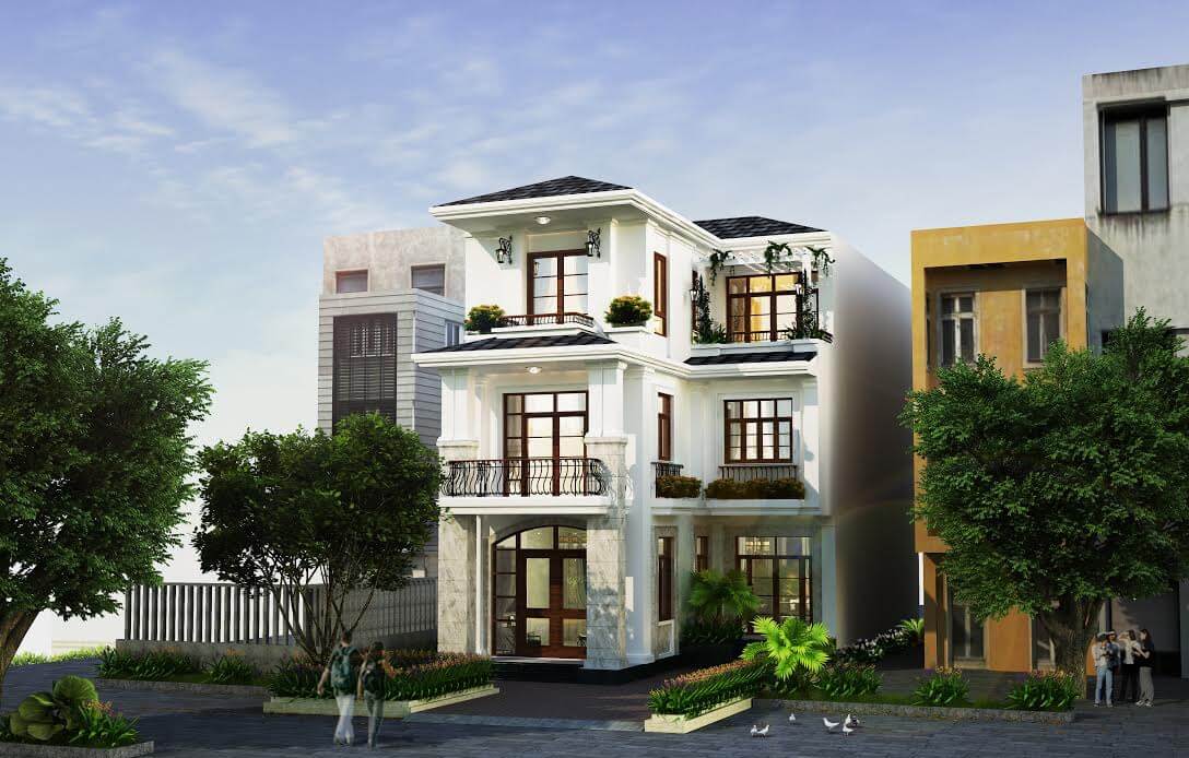Nhà phố 3 tầng tân cổ điển nhẹ nhàng sang trọng