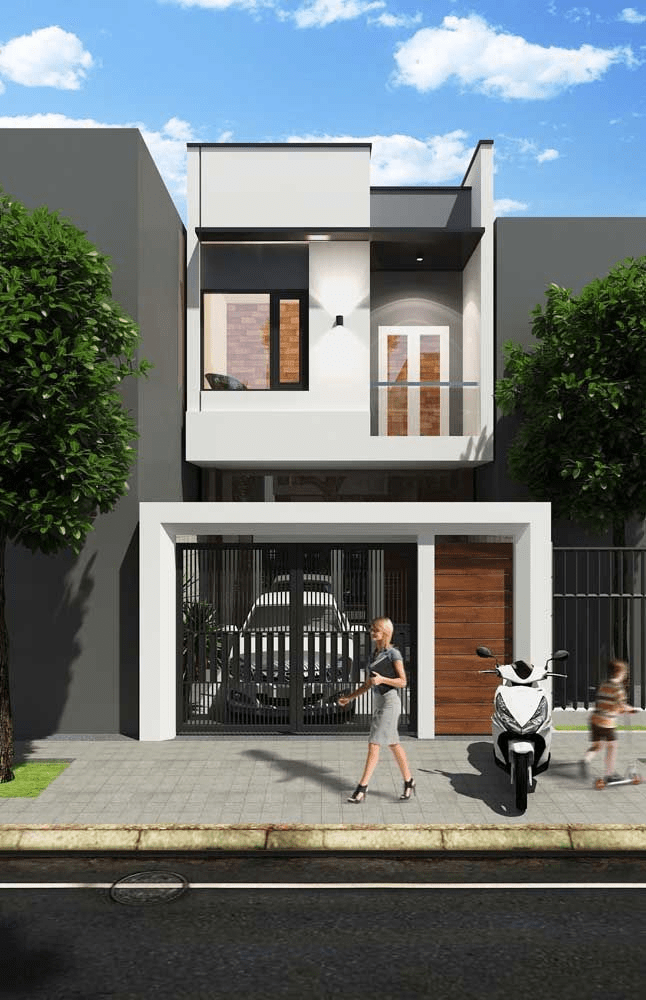 Nhà ống 2 tầng có sân vườn trước nhà