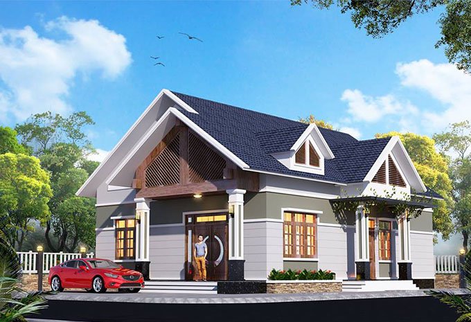 Nhà vườn 1 tầng 3 phòng ngủ hiện đại