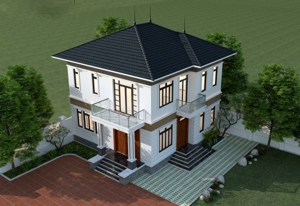 Mẫu nhà 2 tầng 9x9m mái thái sang trọng nhất hiện nay