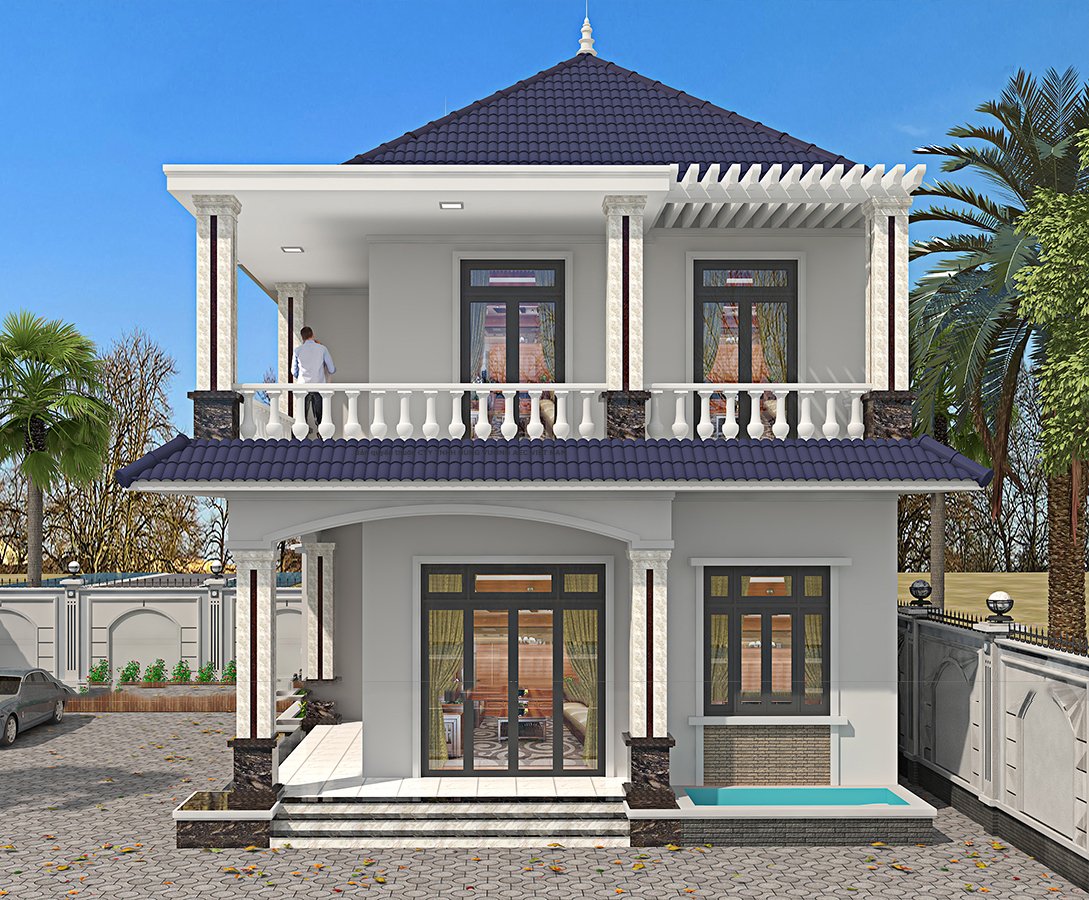 Thiết kế nhà 2 tầng 9x13m